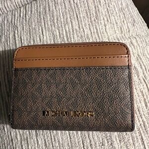 Michael Kors Brown and Tan Card Coin Holder.